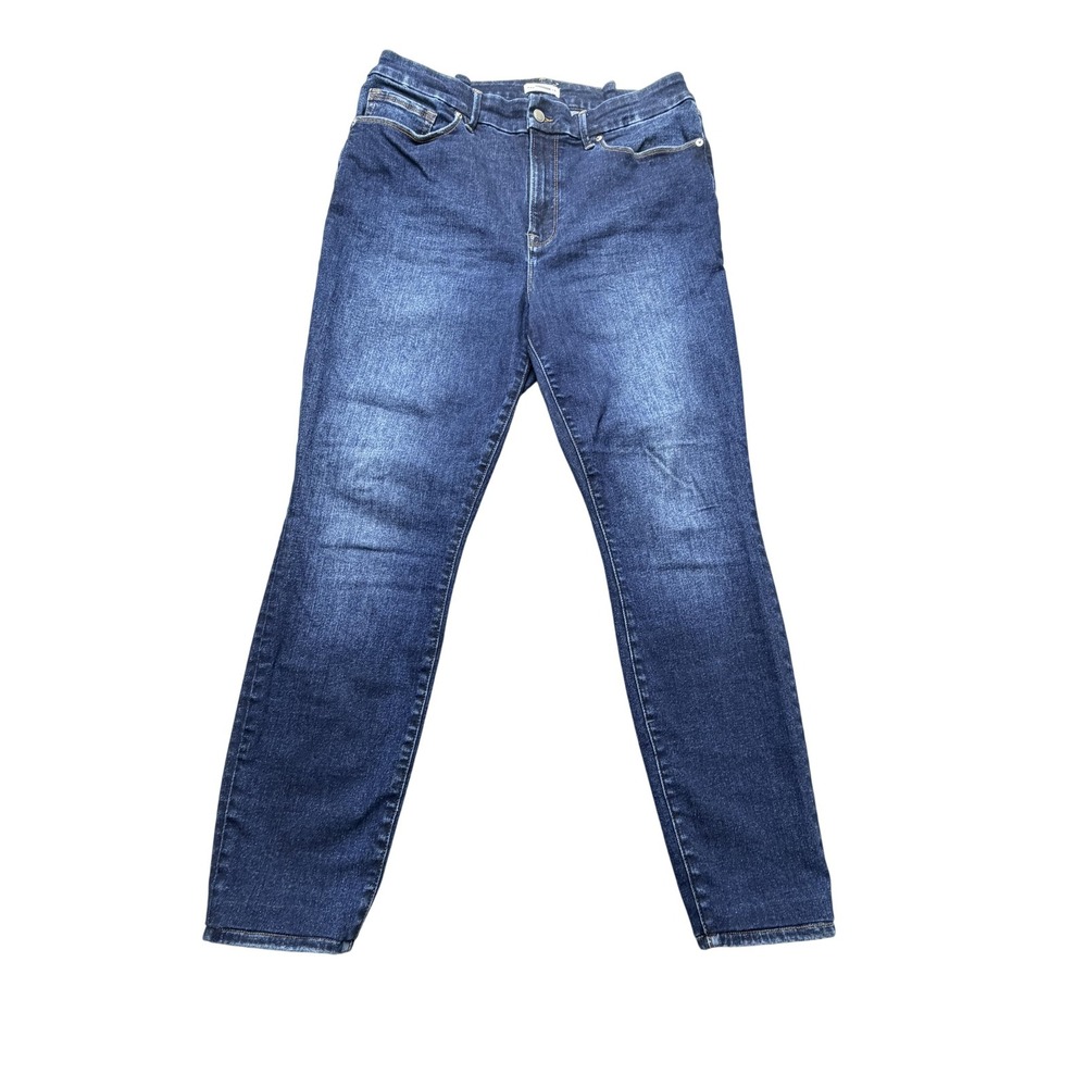 Good American Jeans Womens 35x27.5 Blue Dark Wash High Rise Skinny Stretch 14